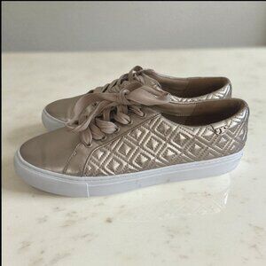 TORY BURCH Gold Leather Low Top Sneakers Size 10